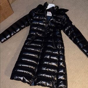 Moncler Moka Shiny Black Down Jacket coat 1 NWOT $2,200 long new women’s